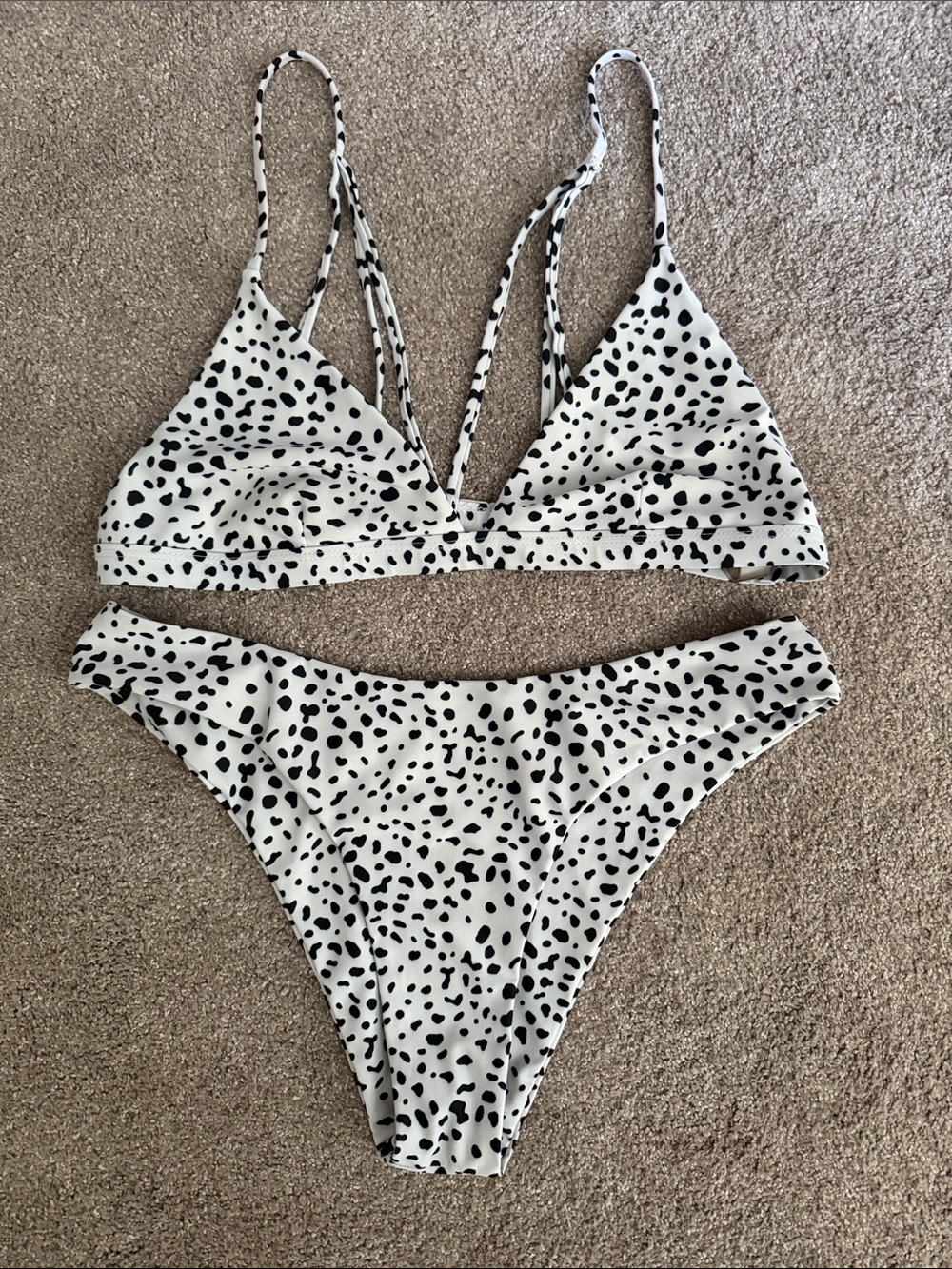 Zaful Black & White Dot Print Triangle Bikini